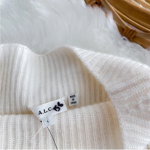 A.L.C Helena Merino Wool Sweater Mock High Neck Cream Women’s Large NEW - Picture 7 of 14